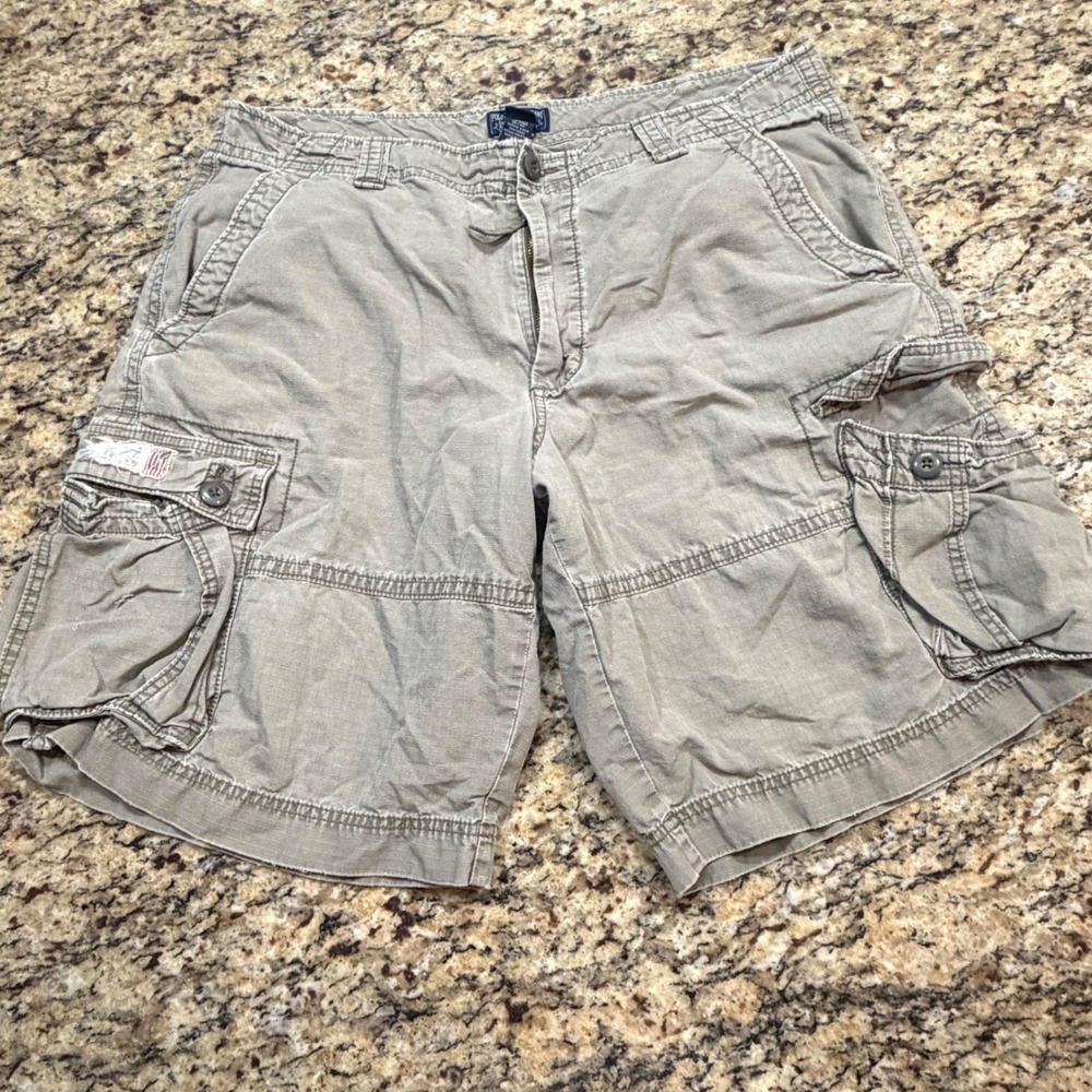 Vintage Polo‎ Jeans Co Ralph Lauren Mens 38 Cargo Shorts Olive Green Ripstop